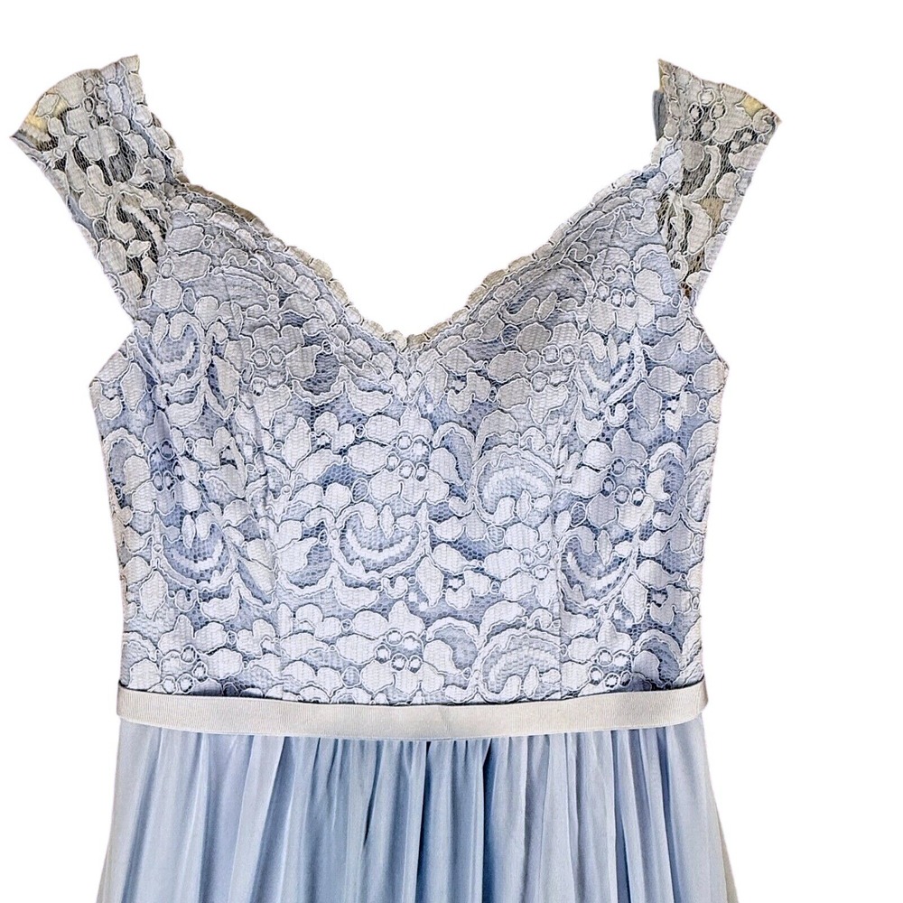 Davids Bridal Blue Lace Formal Dress Size 2 Chiffon Bridesmaid Evening Gown New - Picture 6 of 12